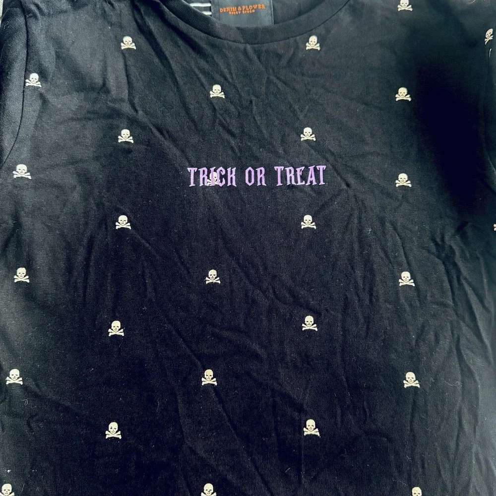 NWT Denim & Flower Trick or Treat Skull Print Long Sleeve T-Shirt Boy Size 11/12